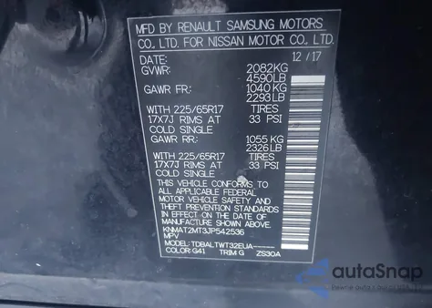 2018 Nissan Rogue Sv from USA, damaged, VIN KNMAT2MT3JP542536